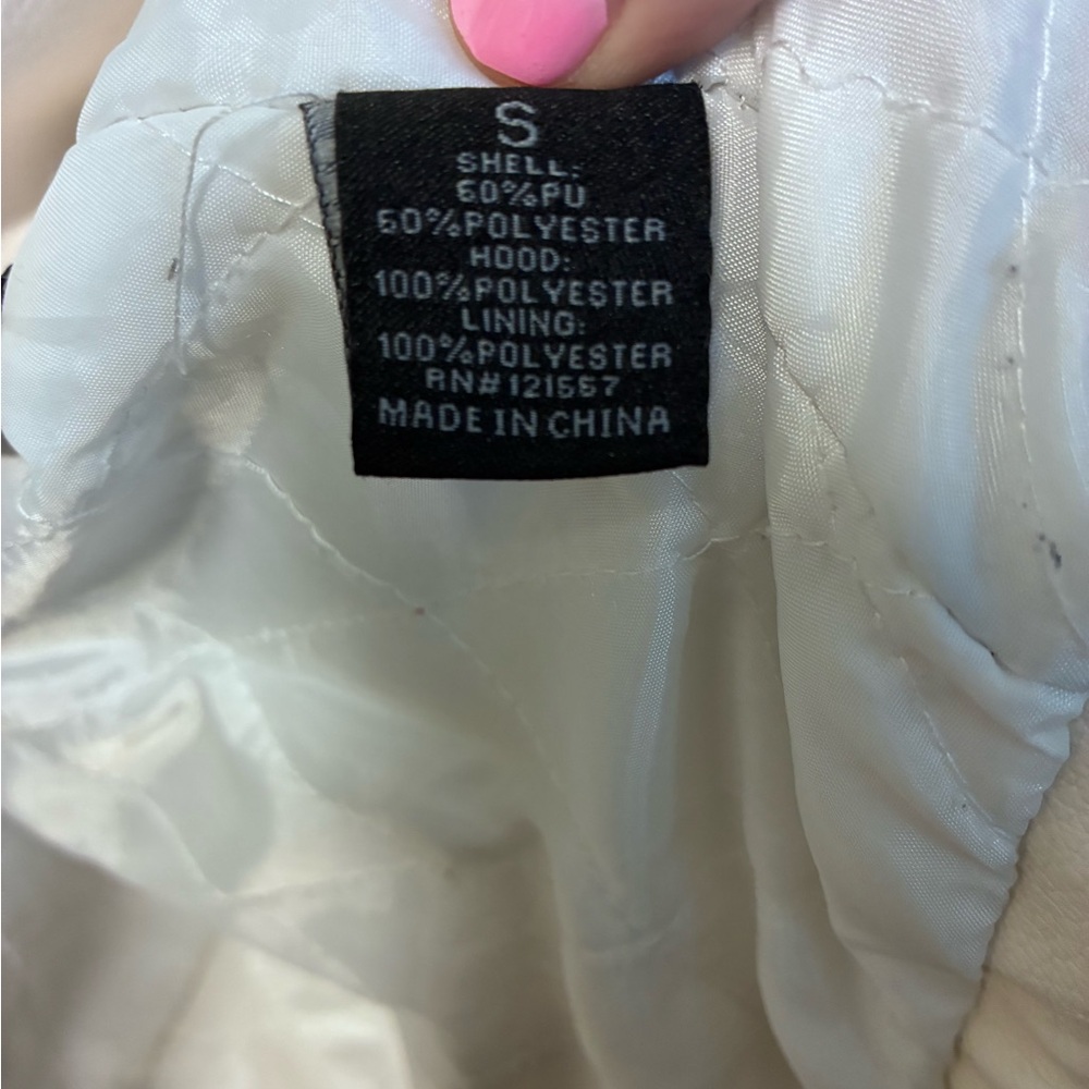 FRIEDA White Faux Leather Quilted Vest with Black Trim - Picture 6 of 6